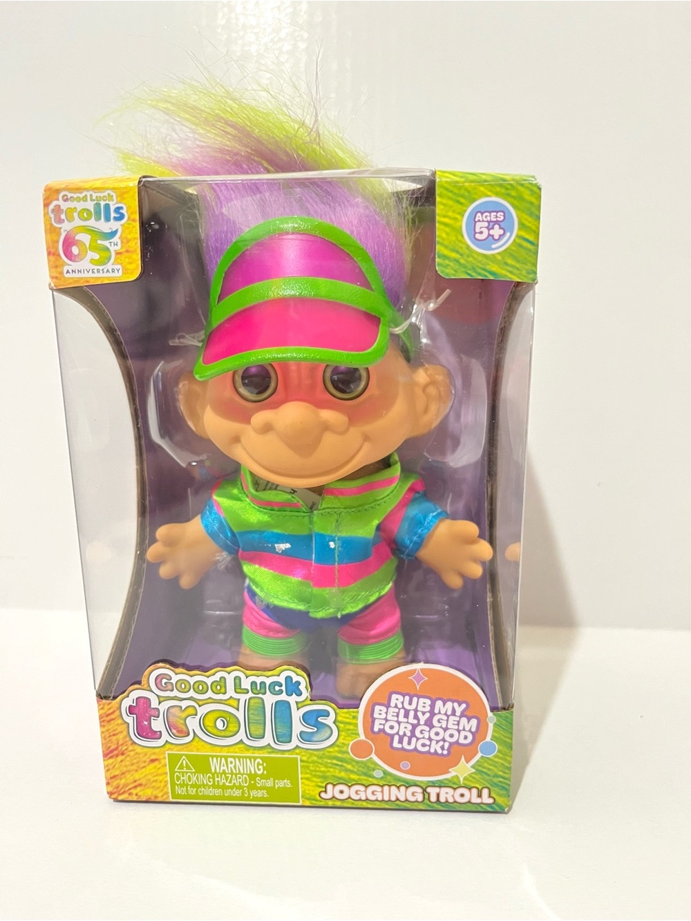 Good Luck Trolls 65th Anniversary Jogging Troll Doll - Neon Green & Pink